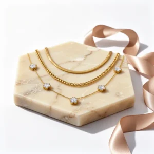 MPRAINBOW Gold-Tone Layered Necklace for Women, 3 Pieces