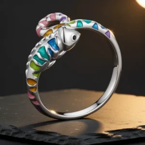 MUNDELL Blue Turtle Koi Fish Adjustable Ring