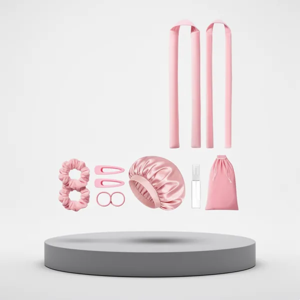 LitBear Heatless Curls Overnight 2 Sizes of Soft Hair Rollers, Pink