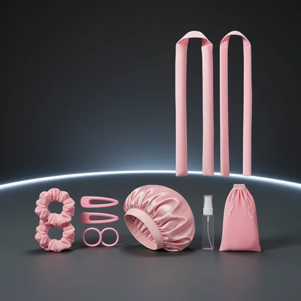 LitBear Heatless Curls Overnight 2 Sizes of Soft Hair Rollers, Pink