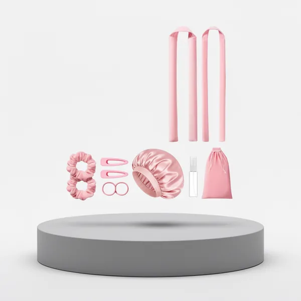 LitBear Heatless Curls Overnight 2 Sizes of Soft Hair Rollers, Pink