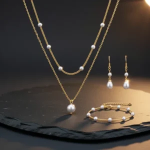YADOCA Gold Tone Created Pearl Jewelry Set for Women