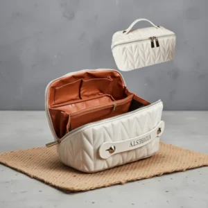 Travel Makeup Bag for Women, Beige