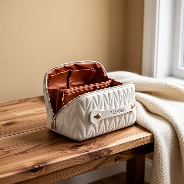 Travel Makeup Bag for Women, Beige