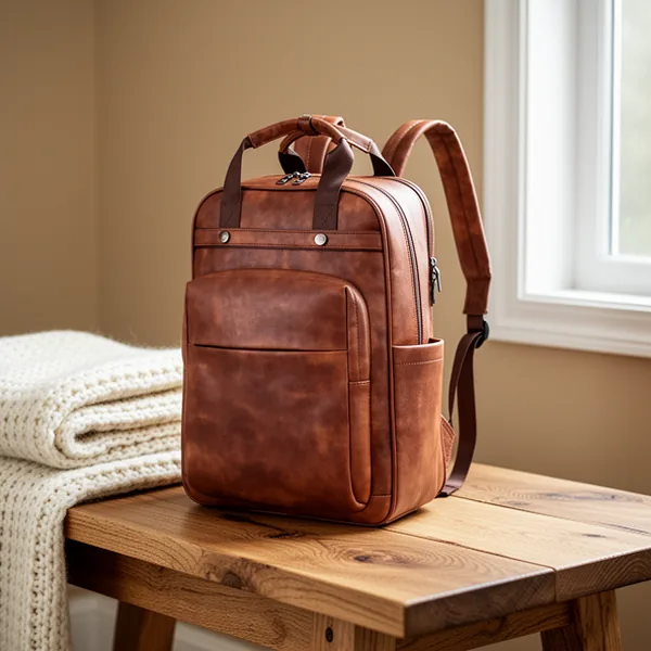 Rcrirth PU Leather Backpack for Women, 17-Inch