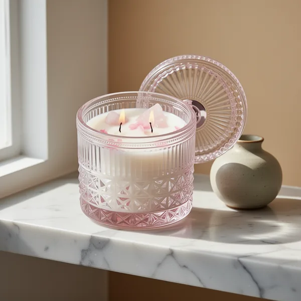 Chloefu LAN Pink Crystal Candles, 14 oz