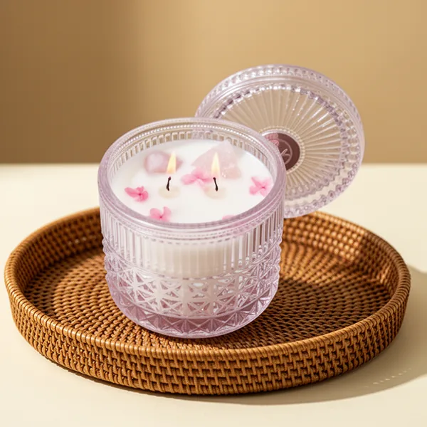 Chloefu LAN Pink Crystal Candles, 14 oz