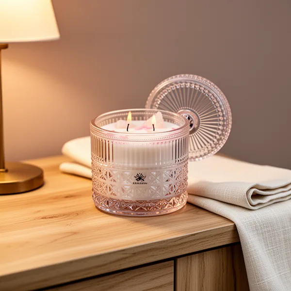 Chloefu LAN Pink Crystal Candles, 14 oz