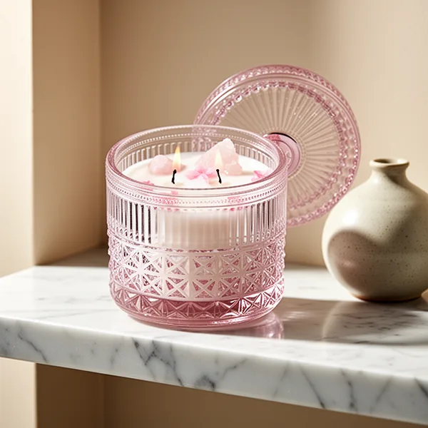 Chloefu LAN Pink Crystal Candles, 14 oz