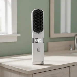 Cordless USB-C Hair Straightener Brush FastHeat, White
