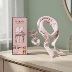The Hair Edit Heatless Soft Ribbon Velour Curling Rod for Overnight