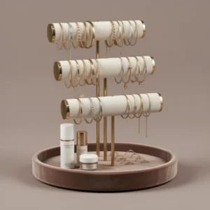 Pangkeep 3 Tier Bracelet Necklace Holder, Beige