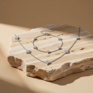 ORAZIO Dainty Silver Plated Jewelry Set for Women