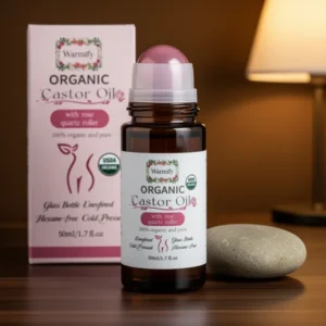 Organic Castor Oil with Rose Quartz Roll-on Cold-Pressed, 1.7 oz