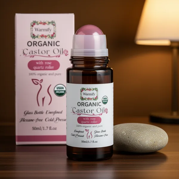 Organic Castor Oil with Rose Quartz Roll-on Cold-Pressed, 1.7 oz