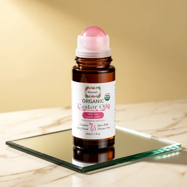 Organic Castor Oil with Rose Quartz Roll-on Cold-Pressed, 1.7 oz