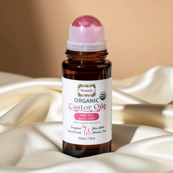 Organic Castor Oil with Rose Quartz Roll-on Cold-Pressed, 1.7 oz