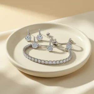 Round CZ Bridesmaid Jewelry Set for Women