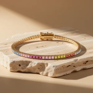 MDFUN Multi-Color 5A+ Cubic Zirconia Tennis Bracelet for Women