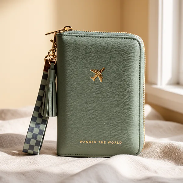 Beautiful Passport Holder and Travel Wallet with Wristlet Strap