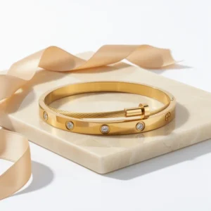 Womens Stackable Floral Gold-Tone Bracelets, 4 Pieces