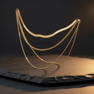 Chunky Gold-Tone Layered Herringbone Necklace, 3 Pieces