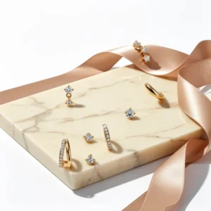 ADRAMATA 14K Gold Plated Earring Stack Cartilage Hoop Stud Set Women