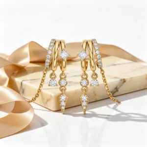 Triple Huggie Stacked Earrings for Women