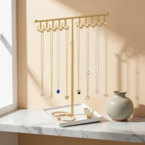 Necklace Holder Elegant Jewelry Holder, Gold Tone