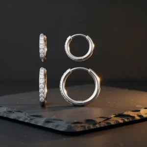 VOJO Moissanite Titanium Huggie Hoop Earrings for Women