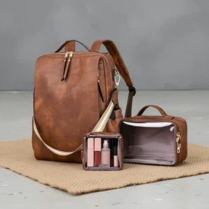 Dora & Liz Leather Laptop Backpack for Women, 15.6-Inch