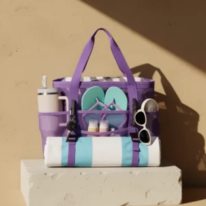 WANDF Mesh Beach Bag for Women, Purple