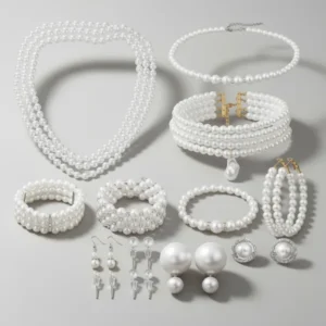 Jupwalz 11/ Pearl Jewelry Set with Necklace, 16 Pieces