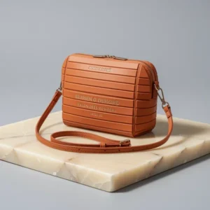 Travel Makeup Organizer Bag with Fold-Down Design, Brown
