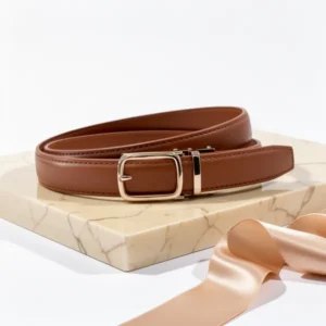 West Leathers Women's Skinny Ratchet Leather Belts, 2-Pack