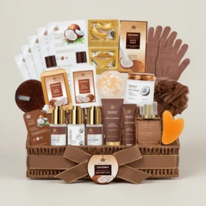 Gifts for Women & Men Coconut Vanilla Spa Gift Basket, 32 Pieces