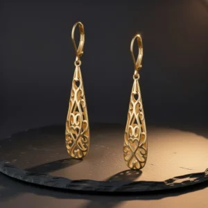 Long Filigree Teardrop Dangle Earrings for Women