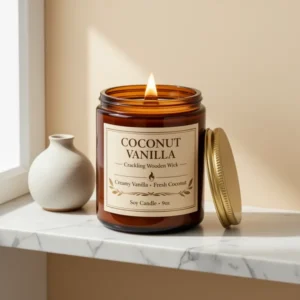 Coconut Vanilla Scented Candles for Home, 9 oz