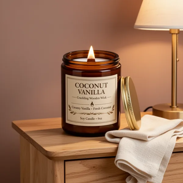 Coconut Vanilla Scented Candles for Home, 9 oz