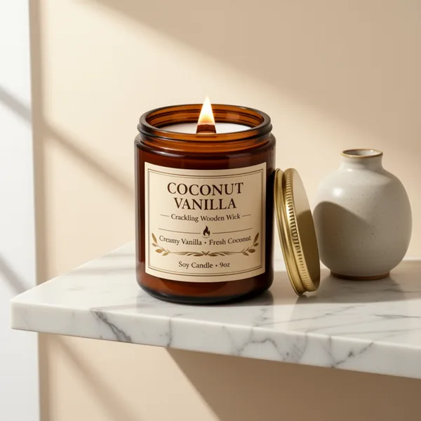Coconut Vanilla Scented Candles for Home, 9 oz