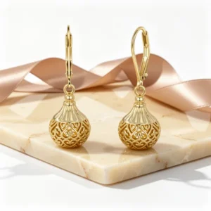 Women's Filigree Gold-Tone Silver-Tone Earrings with Leverback Texture