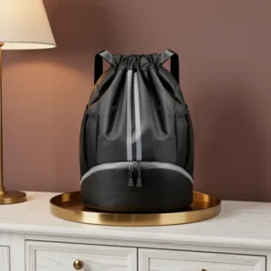 PinCute Gym Bag Drawstring Backpack, Black