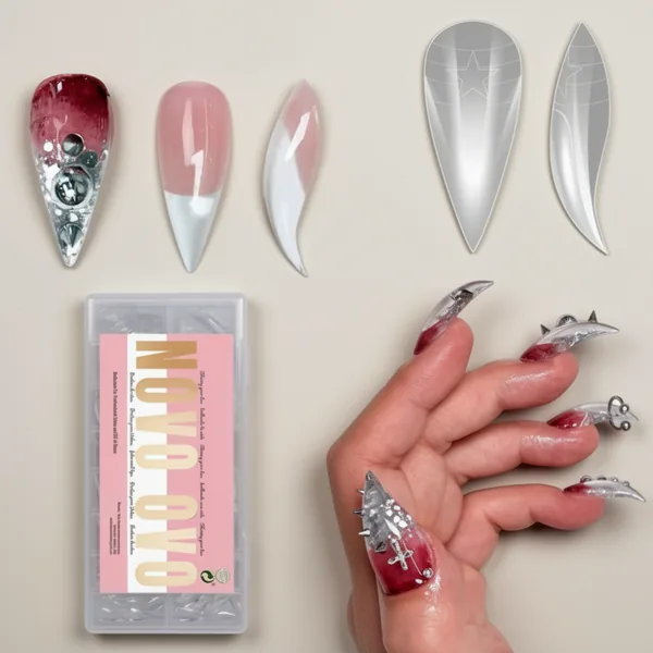 NOVO OVO Halloween 3D Cat Claw Nail Tips, 128 Pieces