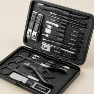 Leipple Manicure Kit, 18 Pieces, Black