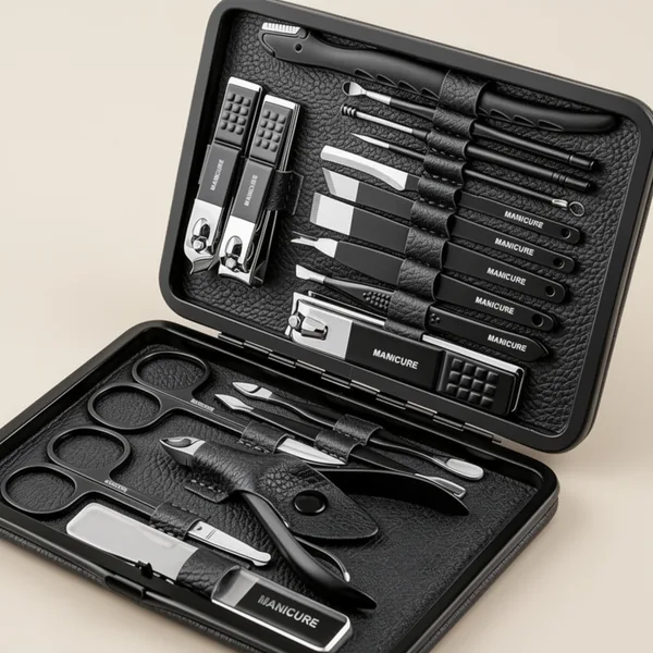 Leipple Manicure Kit, 18 Pieces, Black