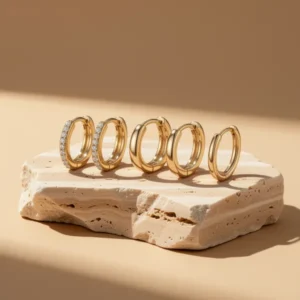 14K Gold Plated Stud Earrings, 12 Pairs