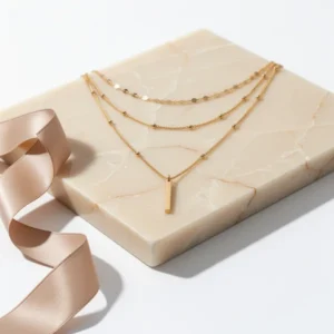 14K Gold Plated Layered Necklaces for Women, 3 Pieces